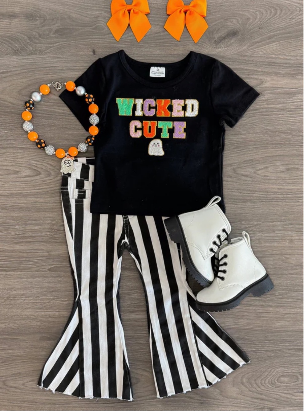 Wicked Cute Stripe Denim Bell Bottoms NEW